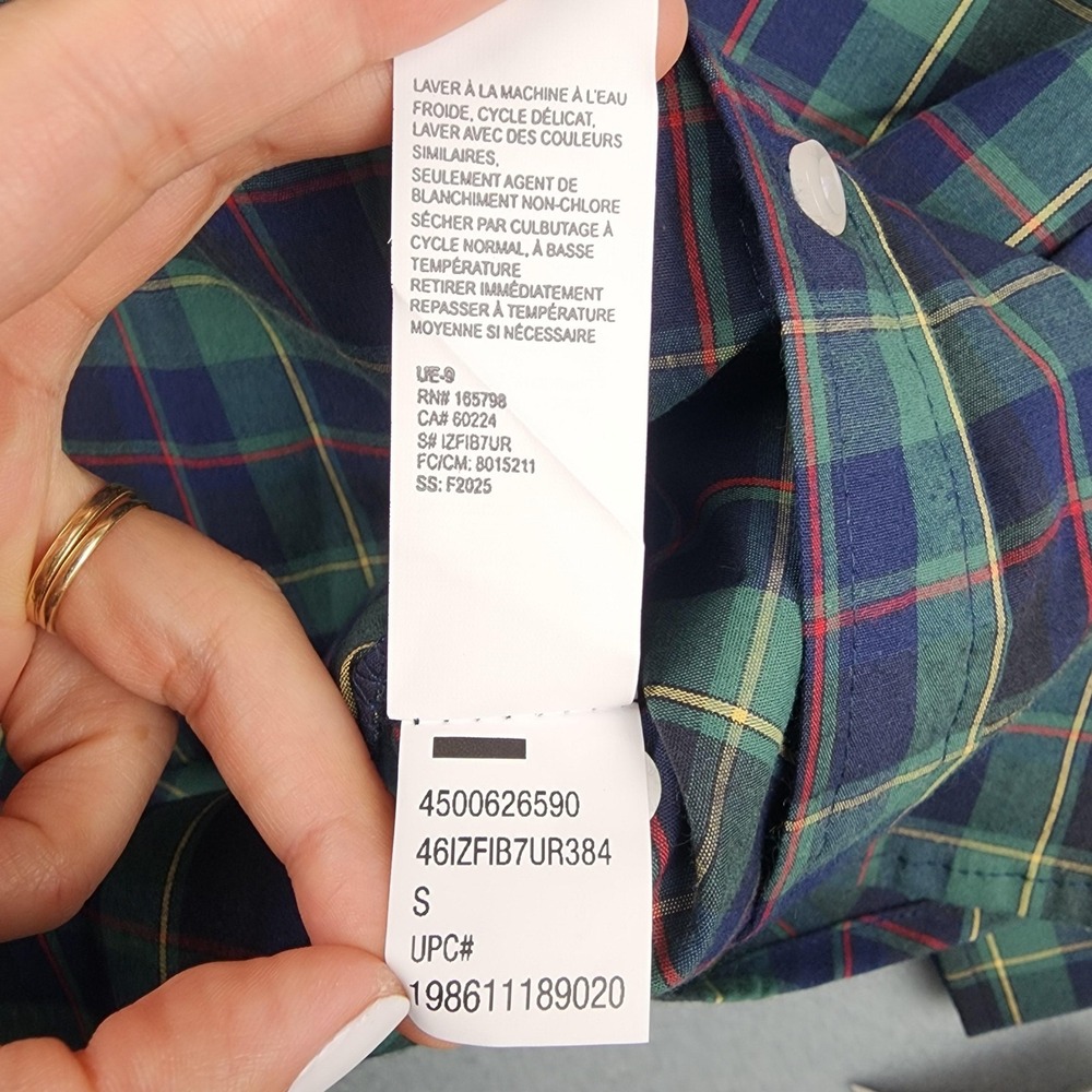 IZOD Shirt Mens Small Green Plaid Long Sleeve Button Down Holiday Stretch NWT - Picture 6 of 11